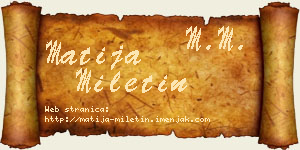 Matija Miletin vizit kartica